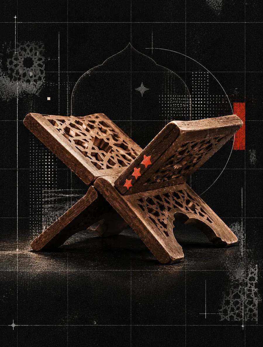 A carved stand with coral star stickers